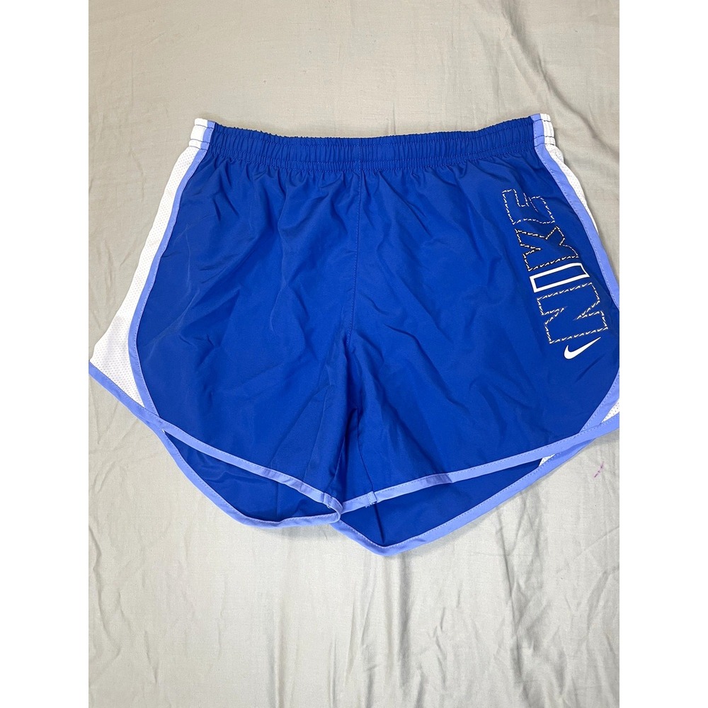 Nike Women's Blue Running Shorts White Trim Elastic Waist Solid 3" Inseam